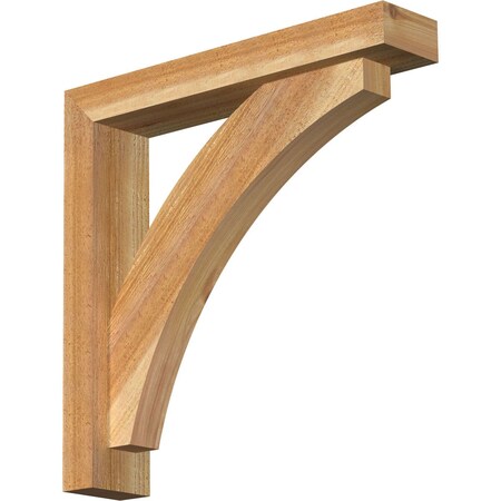Ekena Millwork Thorton Block Rough Sawn Bracket w/ Offset Brace, Western Red Cedar, 4"W x 20"D x 20"H BKT0402X20X20THR05RWR